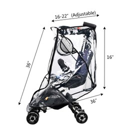 Stroller Rain Cover, Universal Black Clear Baby Travel Weather Shield for Outdoor Protection, Plastic Rain Stroller Cover for Winter Infant for Windproof, Waterproof, Protect from Sun Dust Snow