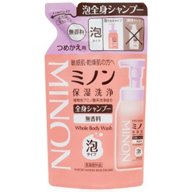 Minon Full Body Shampoo, Foaming Type, Refill, 13.5 fl oz (400 ml), Body Soap, Sensitive Skin, Prevents Rashes, Moisturizing, Dryness, Weak Acid, Hypoallergenic, Quasi-Drug Product