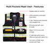 Neopelta Reflective Safety Vest Black Mesh, High Visibility Vest with