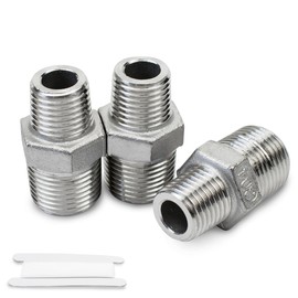 Bwintech 6 Pcs 3/8" Male to 1/2" Male BSP Thread Stainless Steels 304 Hex Nipple Reducing Connector for Pipe Connecting Conversion