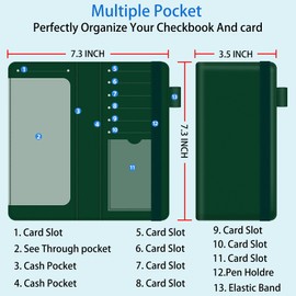 bvya Checkbook Cover for Men & Women with RFID Blocking, Premium Printed Leather Checkbook Holder Slim Wallets with Pen Holder & Built-in Clear Plastic Divider for Duplicate Checks