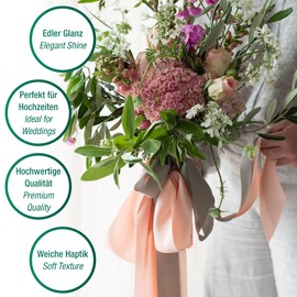 Halbach Seidenbänder Gift Ribbon Ribbon with Subtle Silk Sheen, Silk Look (Vegan), White, Width 40 cm, Length 10 m