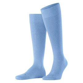 FALKE Lufthansa Travel & Comfort Men's Energising Cotton Knee Socks, Compression Stockings, Elegant for Travel, Long Standing, Flights, Invigorating the Legs, Breathable Cotton, 1 Pair, Blue