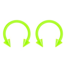 2pc 16g Dental-Grade Clear Acrylic Green Horseshoe Hoop 3mm Spike Circular Barbells Earrings Cartilage Helix Septum Nose Lip Rings - 8mm