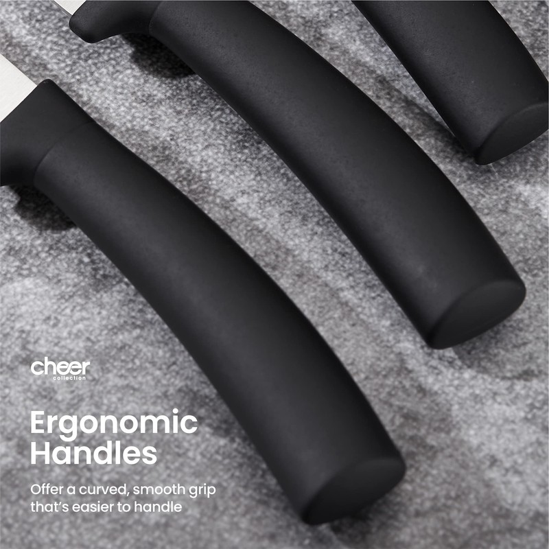 Cheer Collection Chef Knife Set (7 Piece) with Rotating Stand