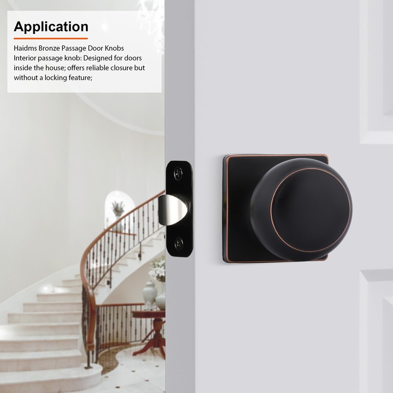 Haidms 5 Packs Oil-Rubbed Bronze Passage Door Knobs, Bronze Closet