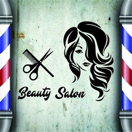 Girls Beauty Salon Wall Sticker Haircut Wall Decal with Scissors Comb Barbershop Wall Decal Beauty Room Decor Effect Size:20"x17"inch (Black-JWH334-Hair Salon)