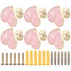 6 Sets Pink Heart-Shaped Cabinet Knobs Zinc Alloy Drawer Pulls