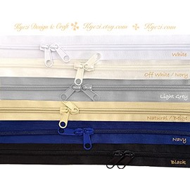 5mm Coil Zipper with Double Pull - Head to Head Closed Ended on Both Sides Sliders (Navy, 30 inches - 2pcs)