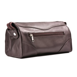 ASHLIN Dopp Kit - Top Zipper Closure| Exterior Zippered Pocket - 100% Genuine Full Grain Leather[TR2-18-02]