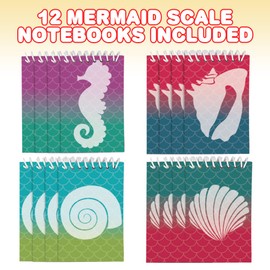 ArtCreativity Mini Mermaid Scale Notebooks, Pack of 12, Small Spiral Notepads with Metallic Covers, Cute Stationery Supplies for School & Office, Fun Birthday Party Favors, Goody Bag Fillers for Kids