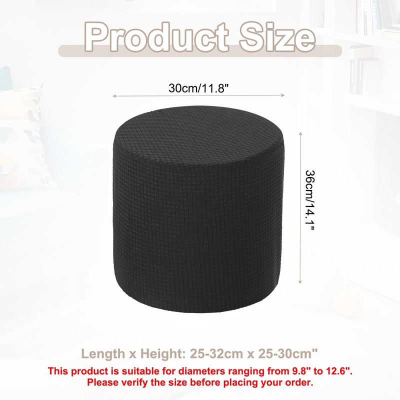 sourcing map Ottoman Cover Round, Stretch Ottoman Slipcover Fit Diameter