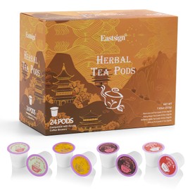 Eastsign Tea K Cups, 24-Count Tea Variety Pack, 4 Flavors K Cup Tea Pods Rose Lotus Leaf, Wolfberry Jujibe,Honey Ginger,Hibiscus tea, Gifts for Festival