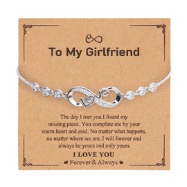 1PCS Bracelet for Woman with 1PCS Sweet Card, Charm Bracelet, Bracelet Femme, Infinite and Love Symbols, Adjustable Birthday Christmas Valentines Day Gifts Ideas (Girlfriend)