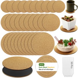 30 Pack Cork Plant Coasters 4 6 8 Inch Cork Plant Saucer for Indoors, Bulk Corkwood Coasters Set, Round Corkwood Placemats, Plant Floor Protector, Plants Base Coaster for Potted Plants, Drink, Dishes