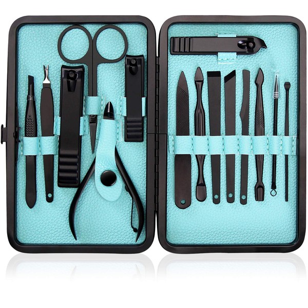 Utopia Care - 15-Piece Manicure Set for Women Men Nail Clippers Stainless Steel Manicure Kit - Portable Travel Grooming Kit - Facial, Cuticle and Nail Care