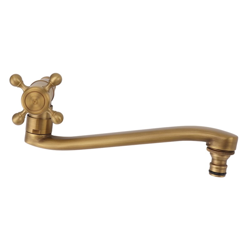 Antique Garden Faucet with Extended Spout Antifreezing Copper Wall Mount