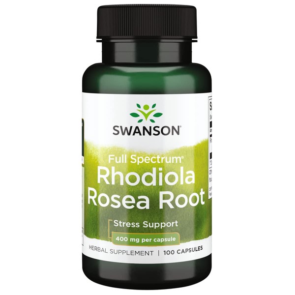 Swanson Rhodiola Rosea Root - Adaptogenic Herb Supplement Promoting Mood Balance & Stress Support - Natural Formula for Energy Support - (100 Capsules, 400mg Each)