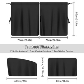 5PCS Car Window Shades, 95% Light Blocking Car Window Shade for Baby, Auto Privacy Curtains for Rear Windows & Partition Fits Sleeping Traveling Camping for Cars, Trucks, SUVs (5 PCS)