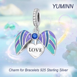 YUMINN Purple Love Charm for 925 Sterling Silver for Women's Bracelets & Necklaces Dangle Pendant for Christmas Day Valentine's Day Mother's Day Jewelry Gifts for Girls