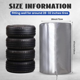 Car Tyre Bag, Universal Tyre Cover, Car Tyre Storage for 4 Tyres, Tyre Bag for Tyre Storage, Waterproof Large Tyre Cover, Car Tyre Protective Cover with Zip & Tunnel