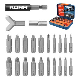 KORR Tools KIBPP030 23pc Screw Extractor Set Quickly Removing Stripped, Broken, Stuck or Damaged Bolts & Screws