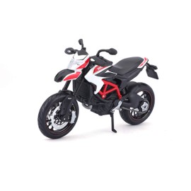 Maisto Ducati Hypermotard SP: Originalgetreues Motorradmodell 1:12, mit beweglichem Ständer, Federung und frei rollenden Rädern, 17 cm, weiß (5-13015)