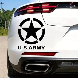 2Pack US Army Star 4.92"x5.91" Vinyl Decals for Cars, Trucks, SUV, Offroad Vehicles Designed for Military Enthusiasts, Waterproof & Durable Car Decal Sticker | #AZ76 (Black)