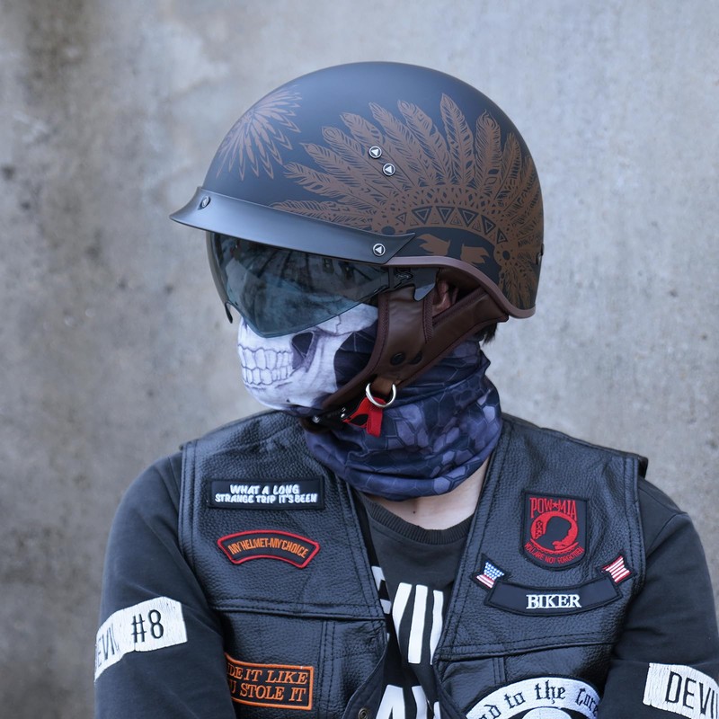 JQF Gear Retro Motorcycle Helmets for Men Women Open Face