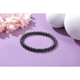 Jovivi Crystal Bracelet,6mm Natural Hematite Gemstone Healing Crystal Stone Anxiety Beaded Bracelet for Women Mens Jewellery Gifts Christmas Birthday