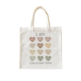 Zeghk I Can Do Hard Things Tote Bag, Positive Affirmations Canvas Tote Bags for Women, Inspirational Motivational Gifts for Women, Reusable Grocery Bags Shopping Bags