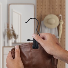 Relaxdays Boot Clips Set of 25, Rubberised Boot Hangers, 360° Rotating Hook, Metal Boot Hanger, Black