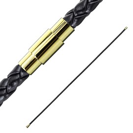 Paula & Fritz® Cord Bracelet Double Twisted Leather Black Braided Clasp Stainless Steel Silver Black Yellow Gold Couple Bracelet Friendship Bracelet Wrap Bracelet Length 190 mm - 216 mm, Leather