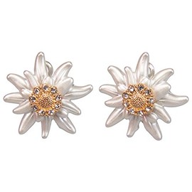 Alpenflüstern DOR050 Costume Stud Earrings Rhinestone Edelweiss Greta Women's Costume Jewellery Costume Earrings with Rhinestones (Bicolour), Zinc