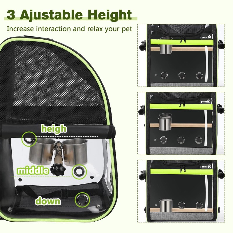 Pecute Bird Carrier Backpack, Parrots Bird Backpack with Visible Window,