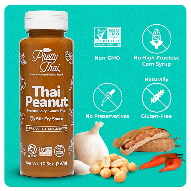Pretty Thai Peanut Sauce, Gluten Free Certified Non-GMO Vegan Authentic