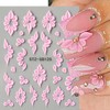 4 Sheets Flowers Nail Art Stickers Decals 5D Embossed Self-Adhesive