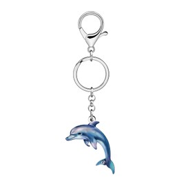 DUOWEI Acrylic Cute Sea Animal Dolphin Keychain Key Ring Gifts for Women Beach Lovers Car Keys Wallet Backpack Accessories (Blue)