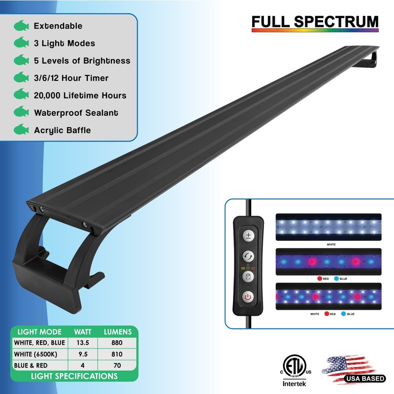 Qube 14W Full Spectrum Aquarium Light (16 inches -19 inches