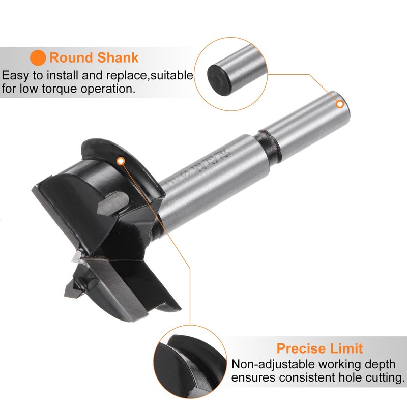 sourcing map Forstner Drill Bit 40mm (1-5/7") Thickened Tungsten Carbide