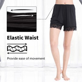 MANCYFIT Pettipants for Women Half Slip Culotte Shorts Split Skirt Lace Snip 4” Inseam Black Medium