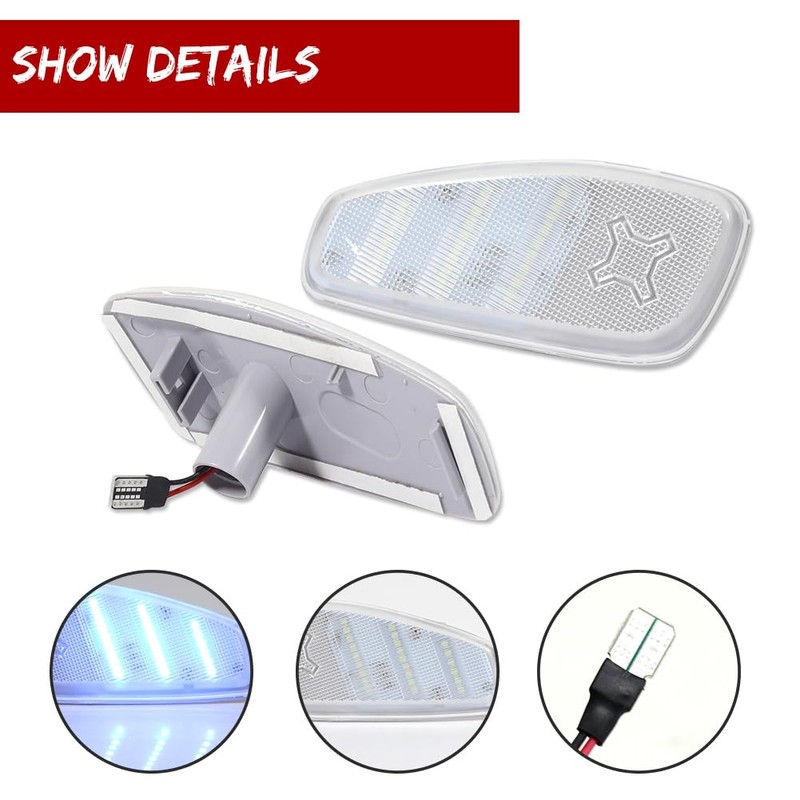 GTINTHEBOX Clear Lens Ice Blue LED Side Marker Light Lamps