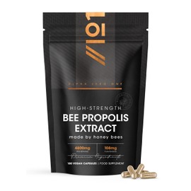 Bee Propolis Extract 4800mg – Standardised 108mg Flavonoids – 180 Vegan Capsules – High Strength Propolis Supplement - Resealable and Recyclable Pouch by Alpha01