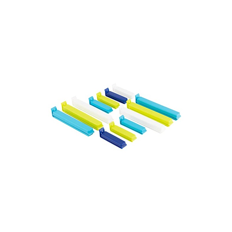 Twixit!. Linden Suecia Bolsa Clips, Blanco/Lima/Turquesa/Cobalto, Juego de 6 Grandes