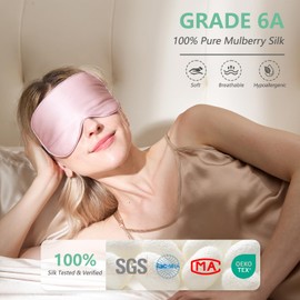 BeeVines 100% Real Mulberry Silk 2 Pack Sleep Mask, Natural Pure Silk Eye Masks with Adjustable Strap for Sleeping, 100% Block Light Eye Sleep Shade Cover, Reduces Puffy Eyes Traveling Gifts