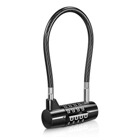 ORIA Long Shackle Combination Lock, 4.41x2.13x0.71'' Cable Lock, 4 Digit Resettable Padlock, Waterproof Gate Locks for Outdoor Fence, Steel Cable Padlock for Gym School Locker Bike