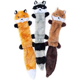 Wolfi Set de 3 juguetes chillones de peluche para mascota, juguetes de peluche sin relleno y de piel delgada, juguetes para perro, juguete con sonido 