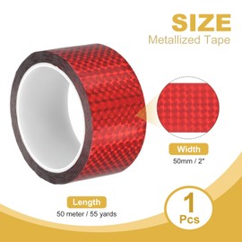 PATIKIL Metalized Polyester Film Tape 2 Inch x 55 Yards, Metallic Decor Tape Laser Red Adhesive Mirror Tape for Detailing Accent Wall Graphic Arts Boat Trim Walls