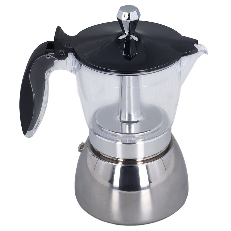 Stovetop Coffee Maker 6 Cup Moka Pot Clear ABS Top