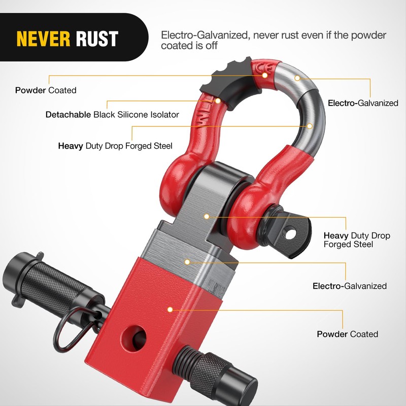 Nilight Anti-Theft Shackle Hitch Receiver 2Inch 45000 LBs Breaking Strength